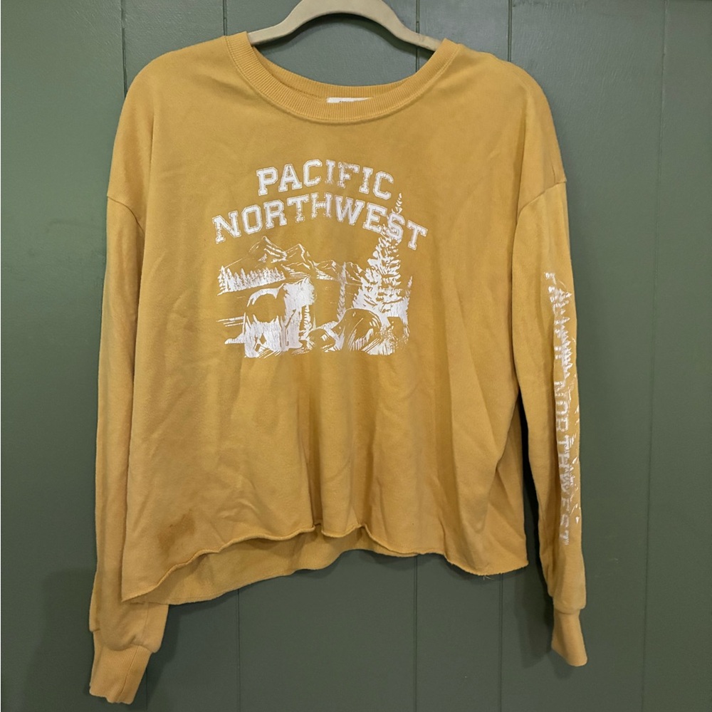 Grayson Threads Cropped Mustard Yellow Pacific Northwest Sweatshirt